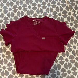 Figs Women's Dark Magenta Scrub Set